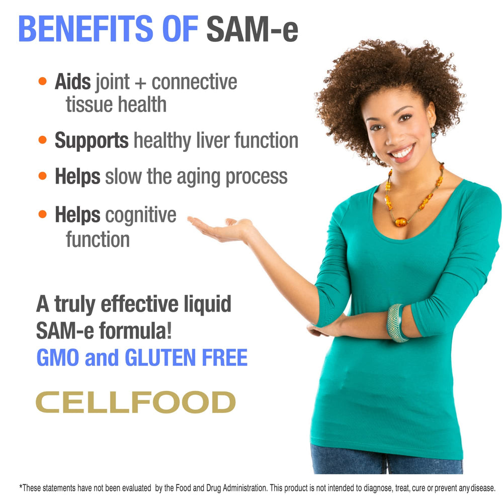 Inside-view of Cellfood SAM-e liquid bottle suggesting quality formulation
