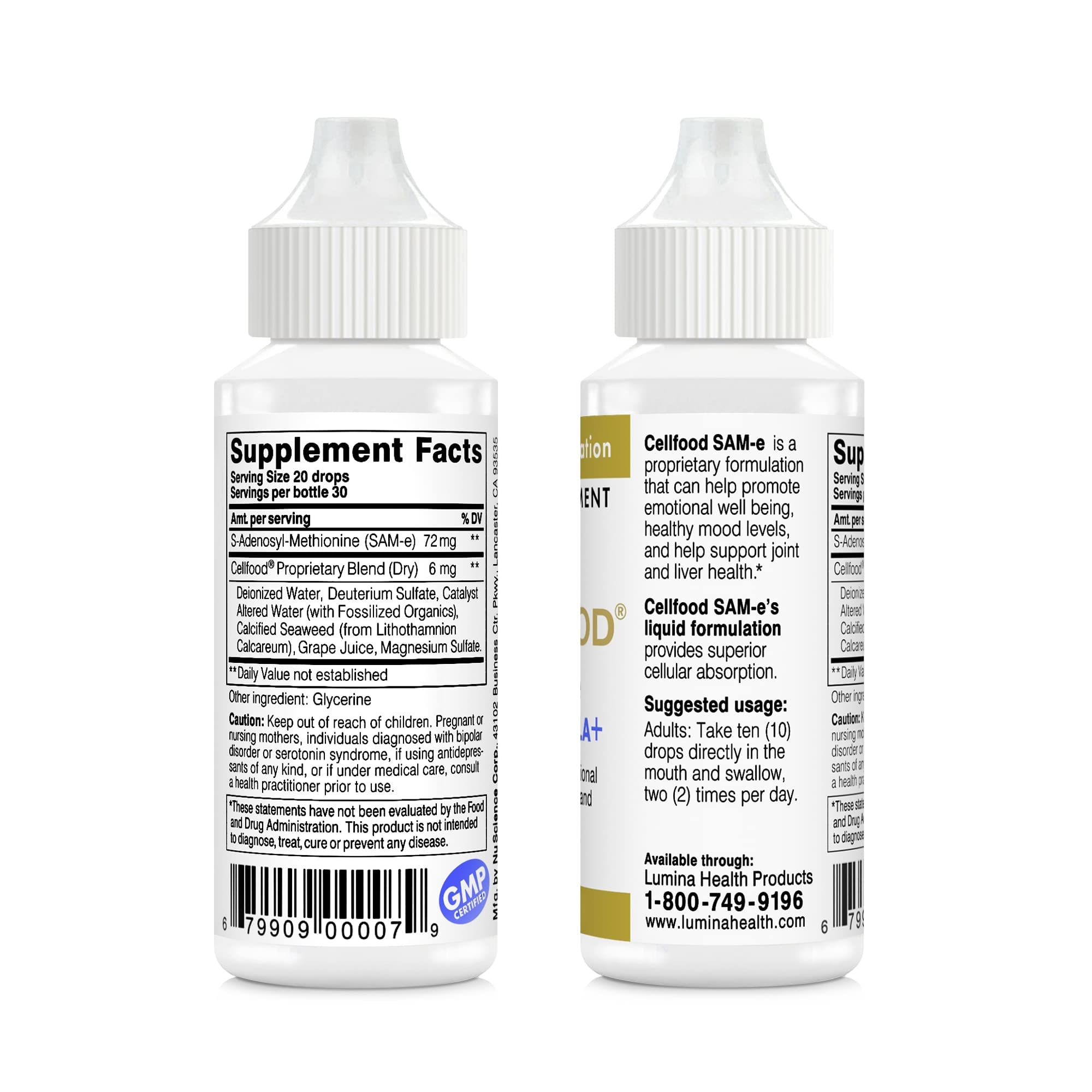 Cellfood SAM-e liquid pour demonstrates quick dosing for daily wellness