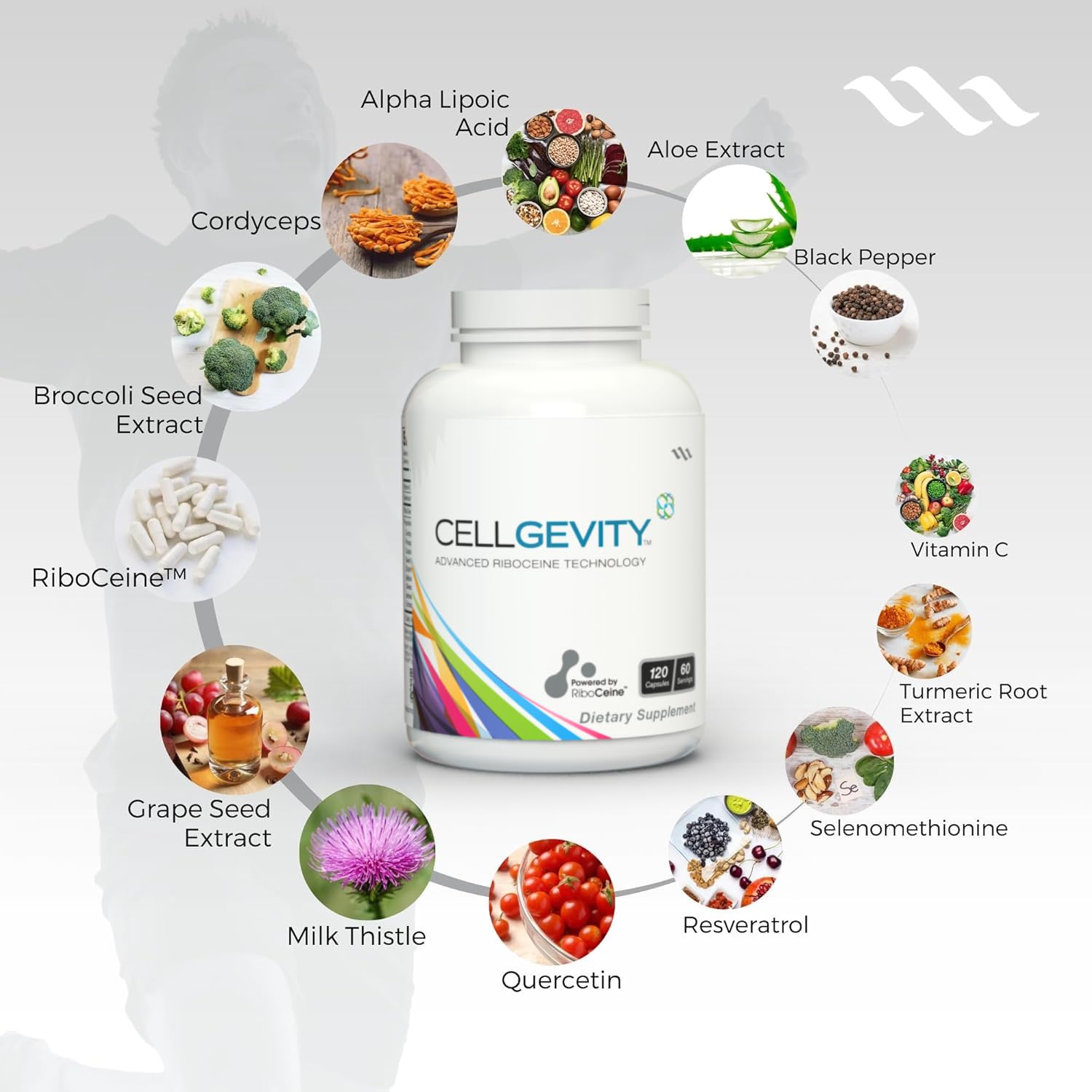 CELLGEVITY vegetarian capsules 120-count for 60 servings in daily routine