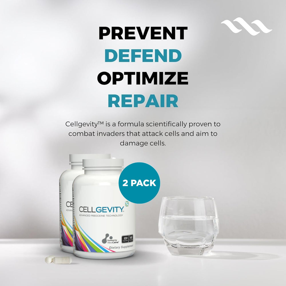 CELLGEVITY double-bottle pack illustrating ongoing supplementation