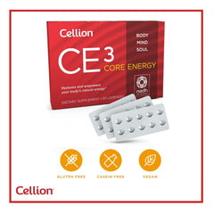 Cellion CE3 Core Energy NADH bottle pour demonstrates easy dosing for consistent vitality.