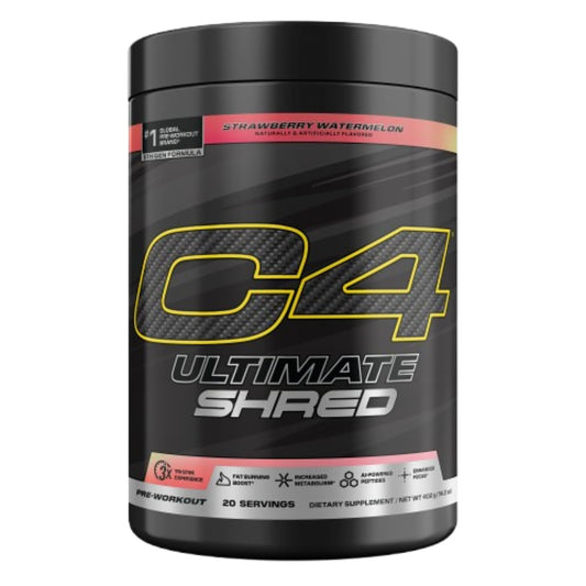 Cellucor C4 Ultimate Shred bottle for sustained energy during training.