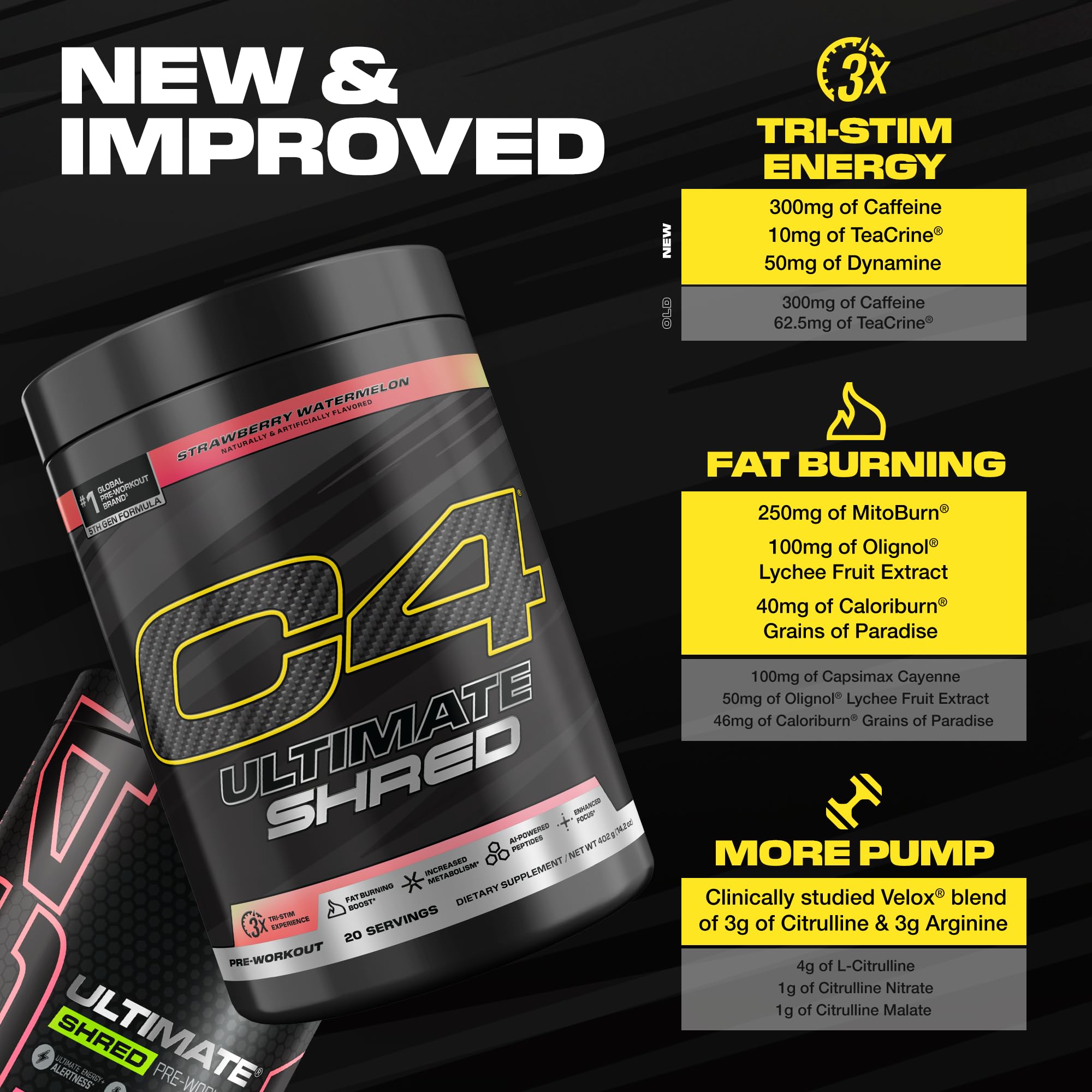 Strawberry Watermelon flavor Cellucor C4 Ultimate Shred bottle.