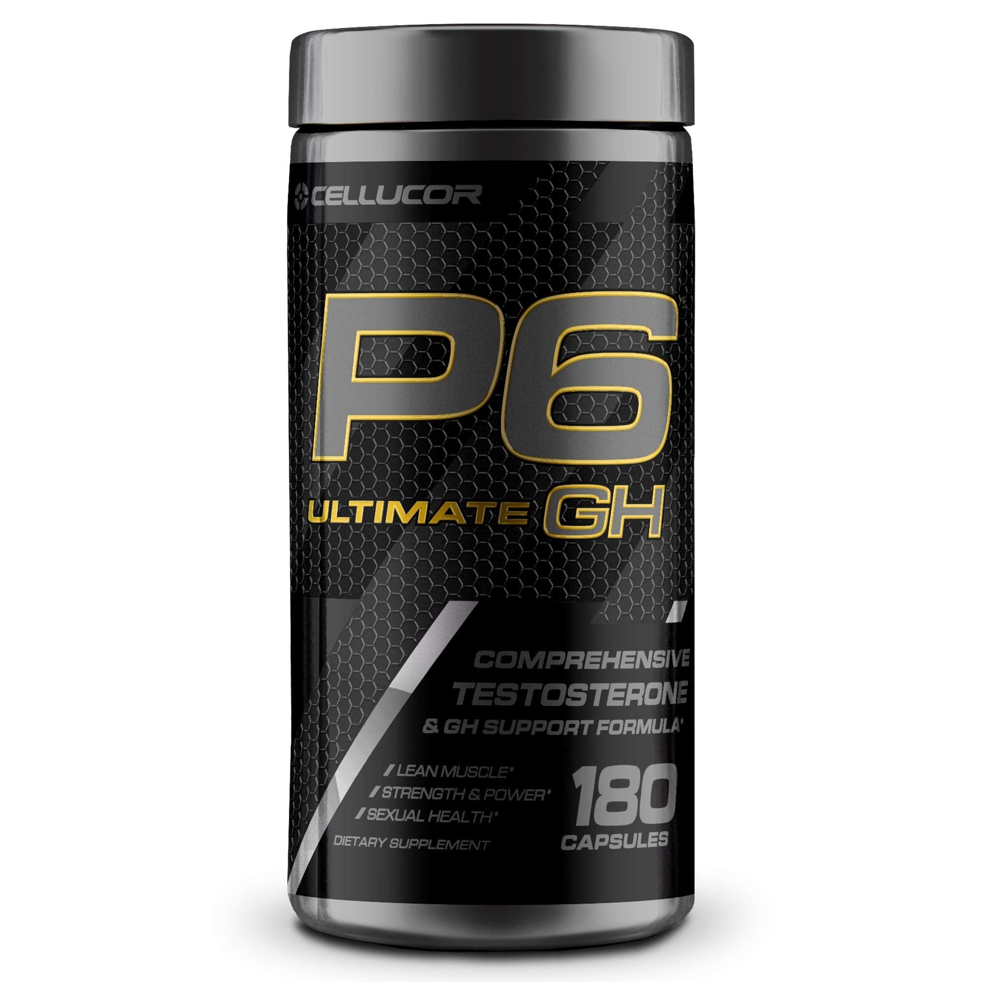 Cellucor P6 Ultimate GH Test Booster bottle for convenient daily use.