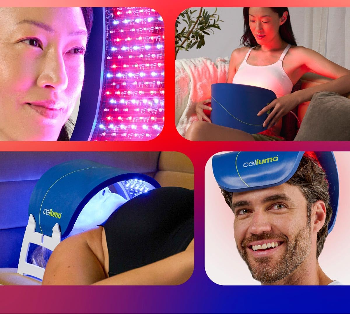 Hair restoration mode highlighted for at-home hair care sessions.