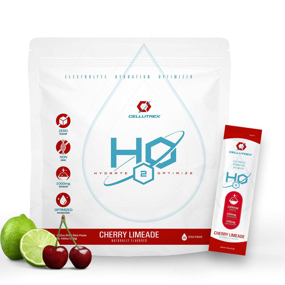 Cellutrex H2O Electrolytes stick pack for on-the-go hydration.