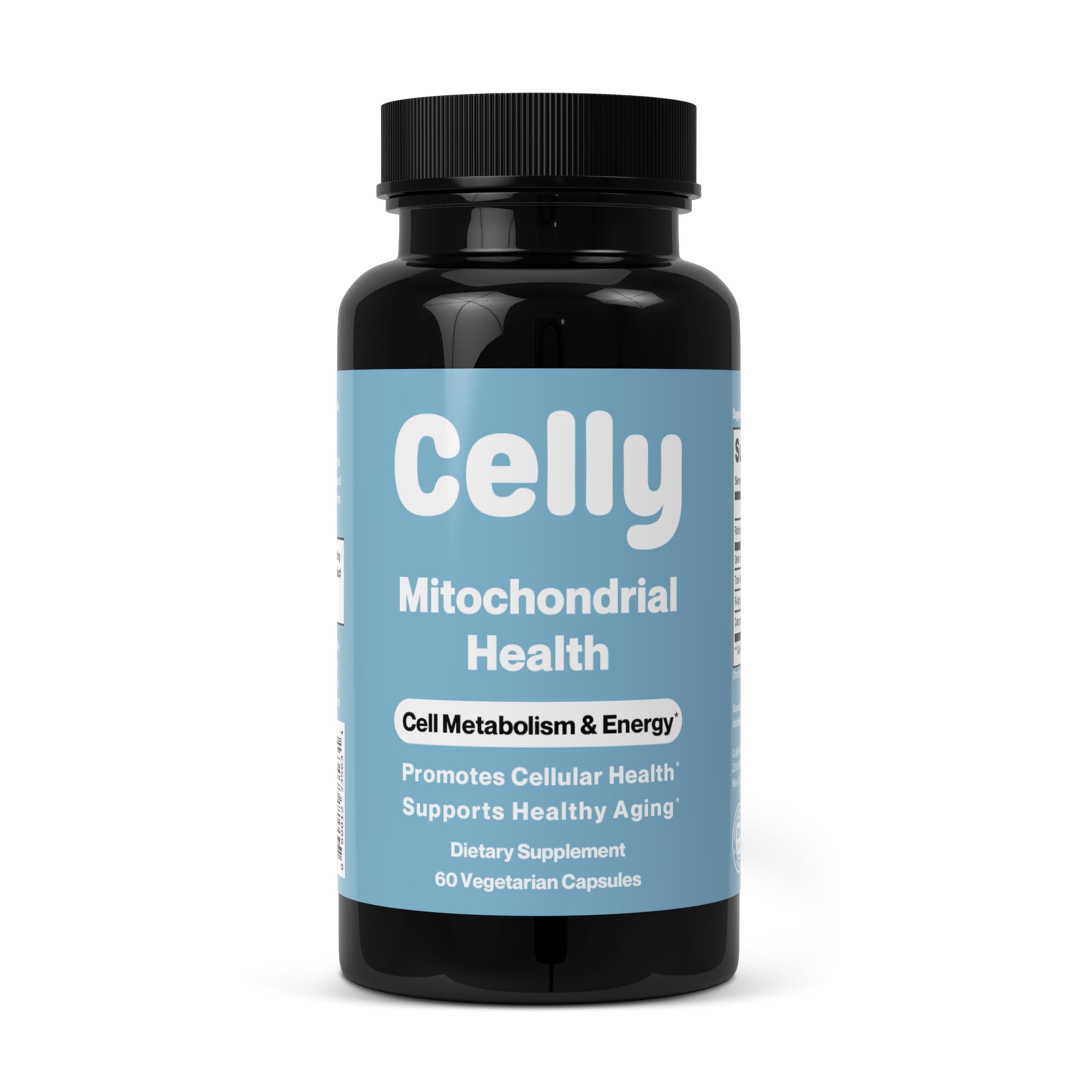Celly Mitochondrial Health bottle front view suggesting daily energy support