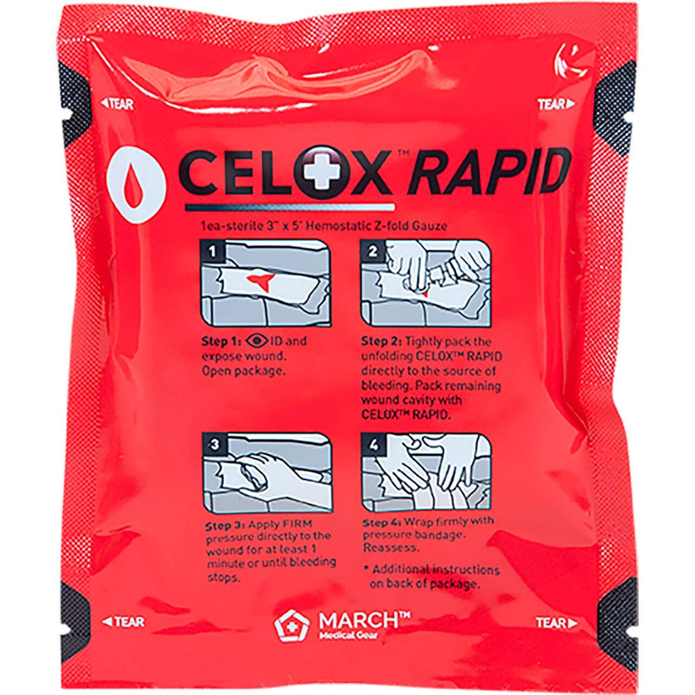 CELOX Rapid gauze 3x5 gauze ready for high-pressure bleeding scenarios