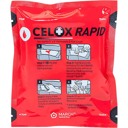 CELOX Rapid gauze 3x5 gauze ready for high-pressure bleeding scenarios