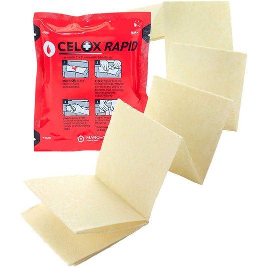 CELOX Rapid gauze 3x5 packaged for fast wound packing and quick response