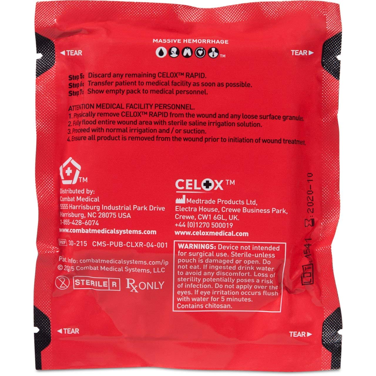 CELOX Rapid Z-folded red packaging enables fast access in emergencies