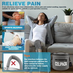Celpack knee pads with straps provide secure, comfortable support during therapy.