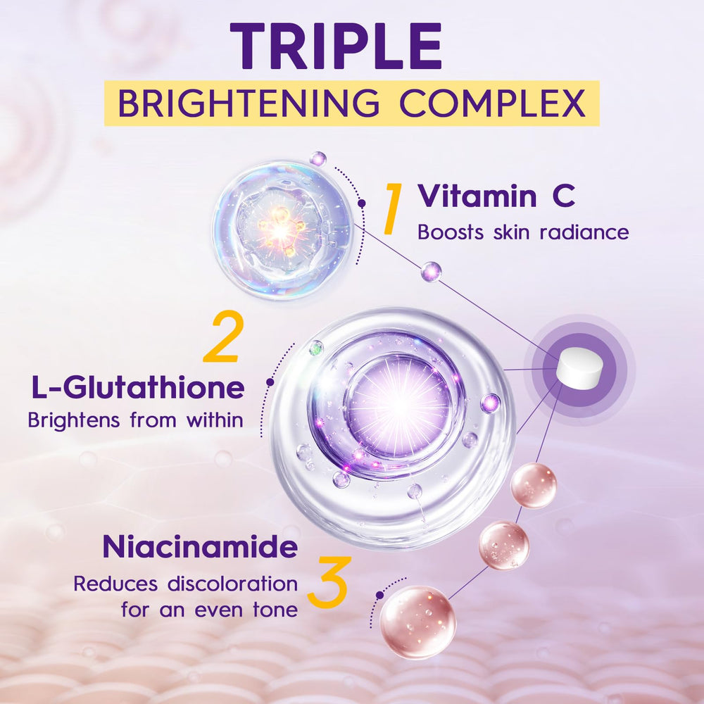 Cenffitio Glutathione label detail features Vitamin C and Niacinamide for brightening.