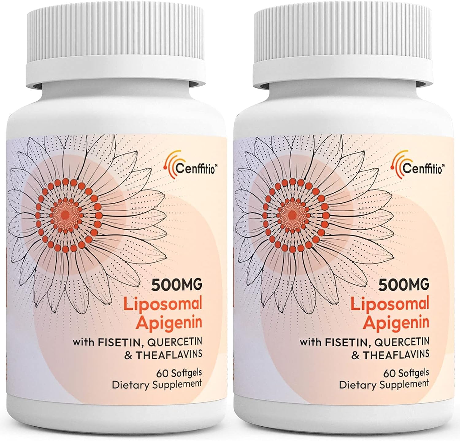 Cenffitio liposomal apigenin bottle offering convenient daily softgels for wellness