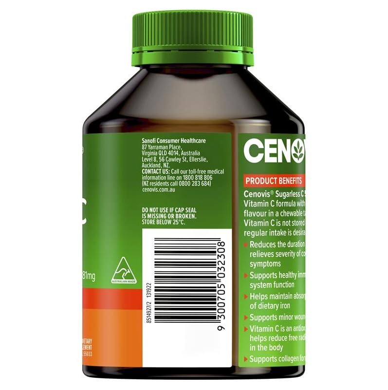 Morning routine scene with Cenovis Vitamin C 500mg sugarless for daily energy.