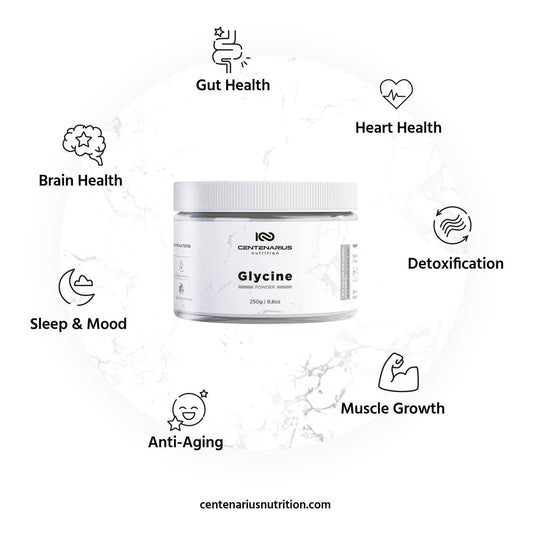 Centenarius Glycine Powder scoop emphasizes easy dosing and quick mixing