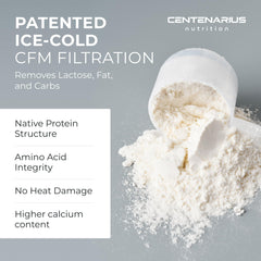 Centenarius Nutrition Premium Whey Isolate third-party testing seal provides contaminant-free assurance.