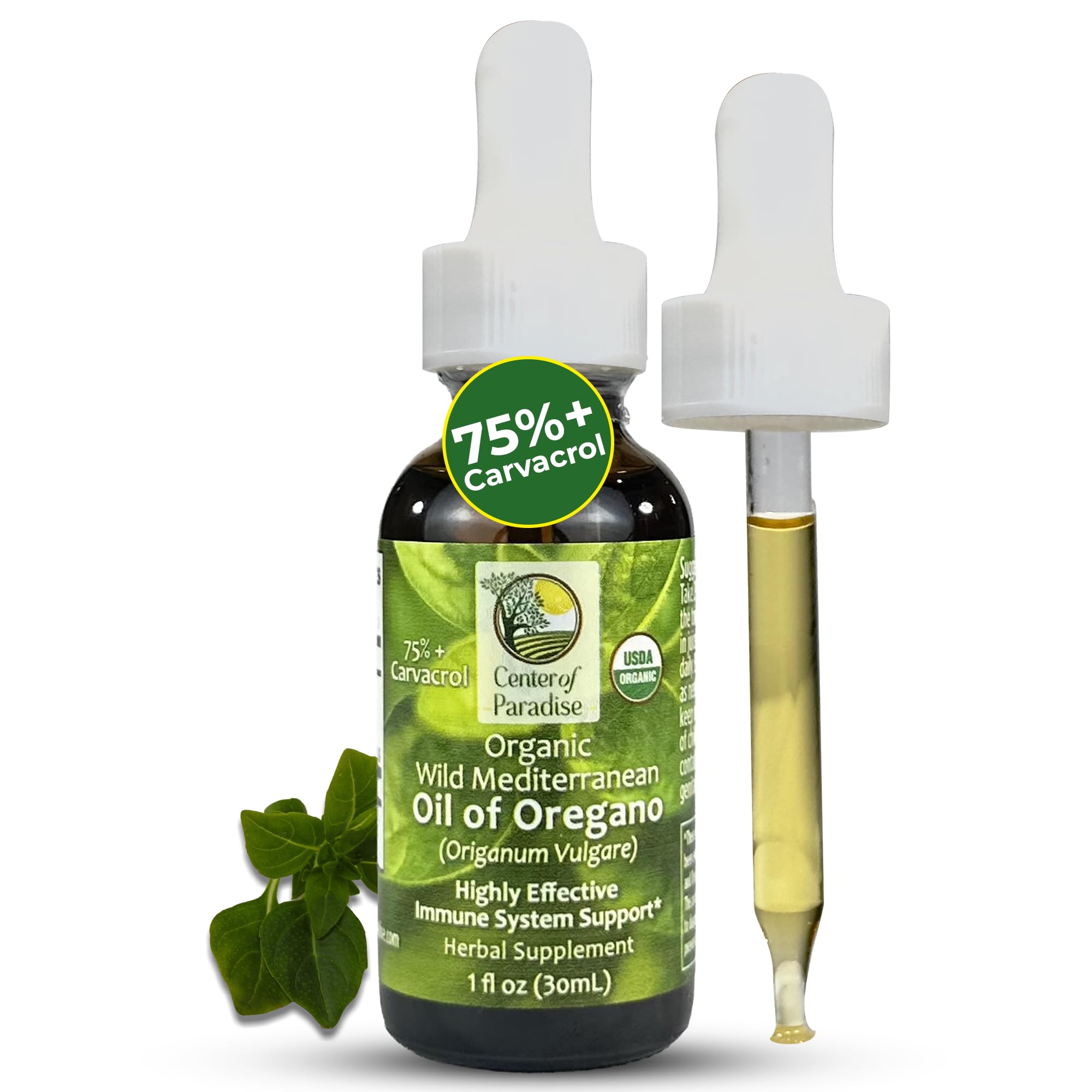 Center of Eden oregano oil dropper ready for daily use and support