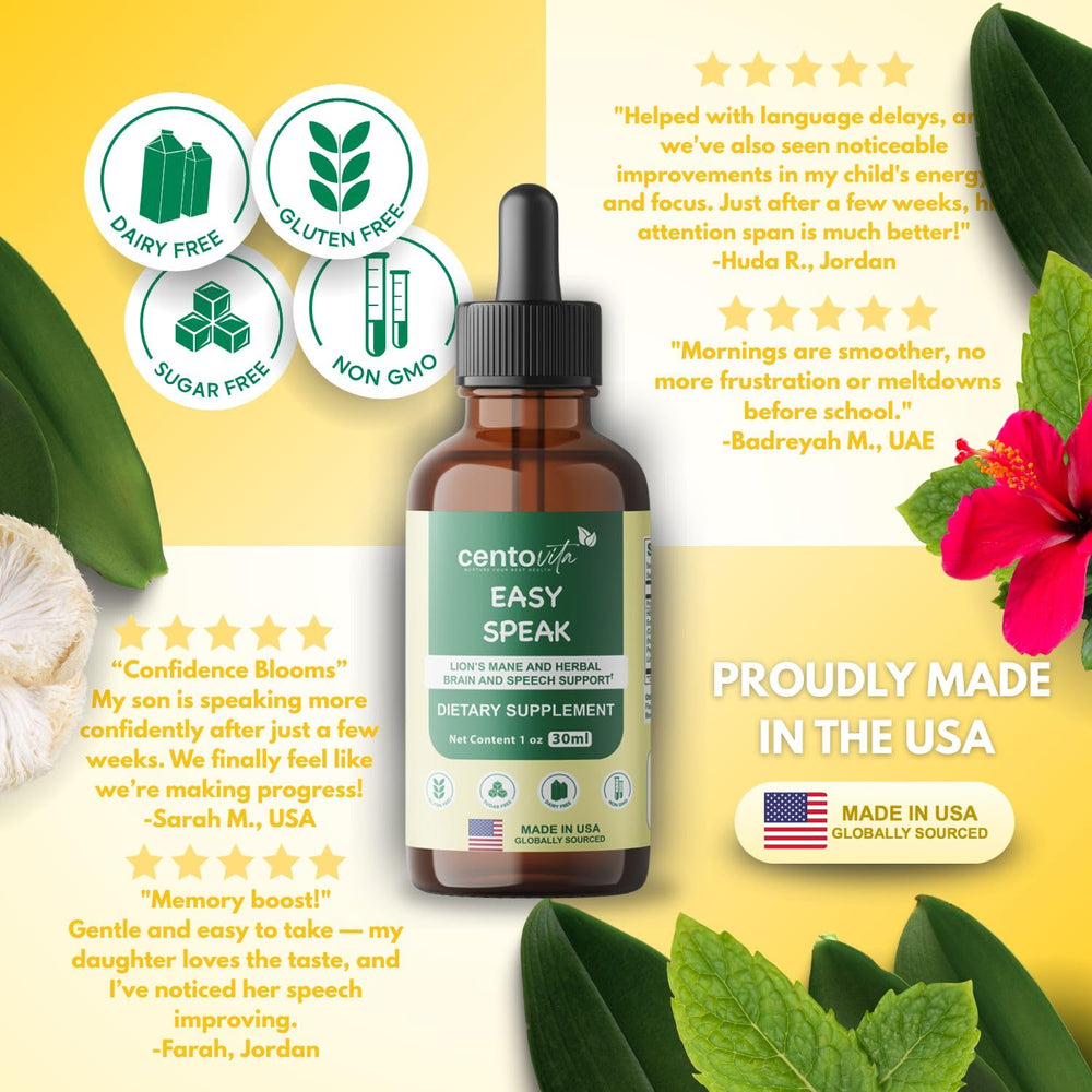 centovita Easy Speak Brain Boost natural ingredients highlighted on label for trust