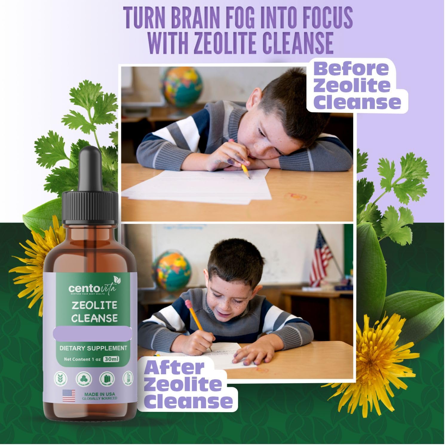 Centovita Zeolite Cleanse Drops for Kids manufactured in FDA-registered facilities.