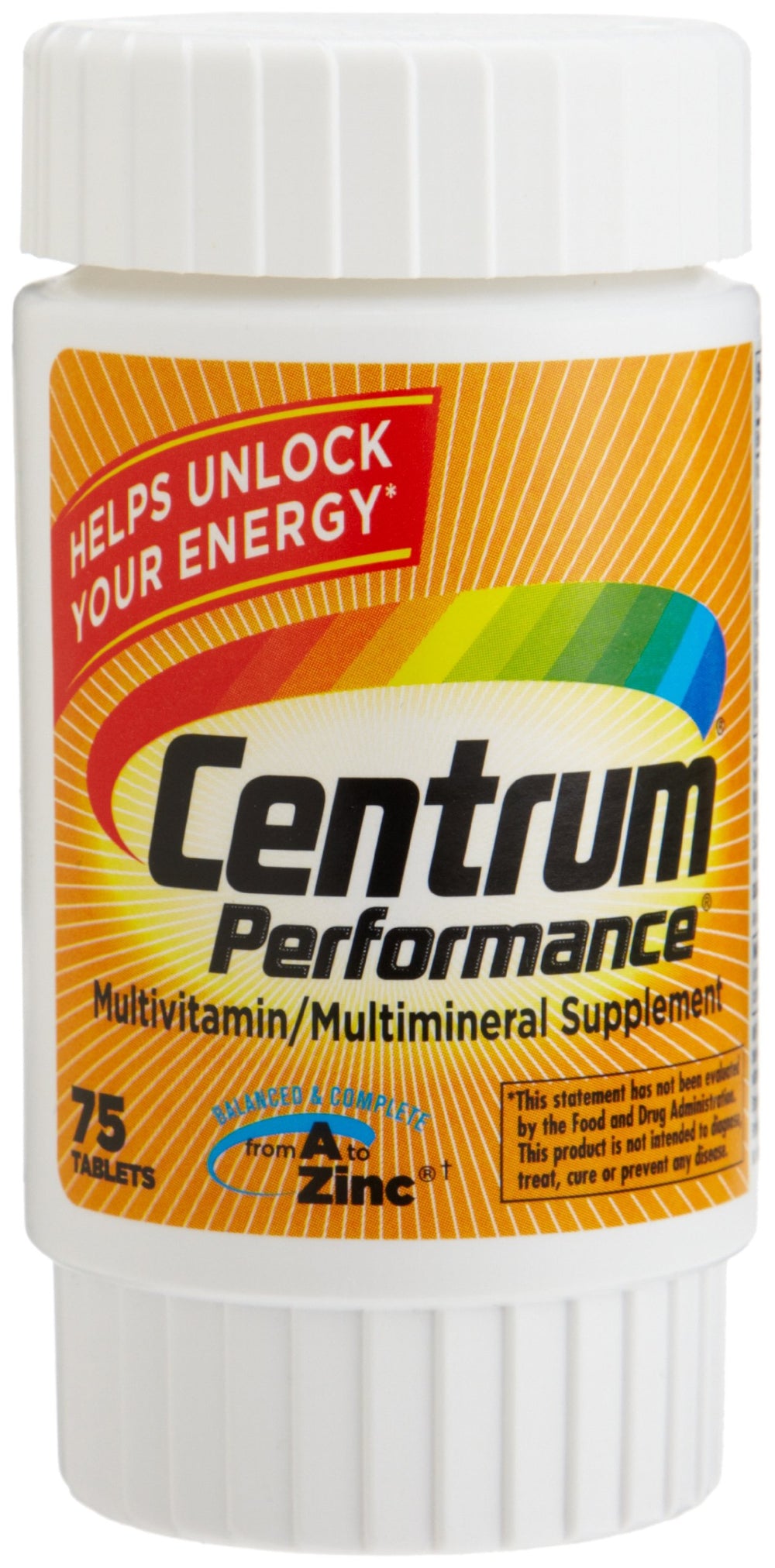 Centrum Performance bottle front highlighting a complete multivitamin for energy support.