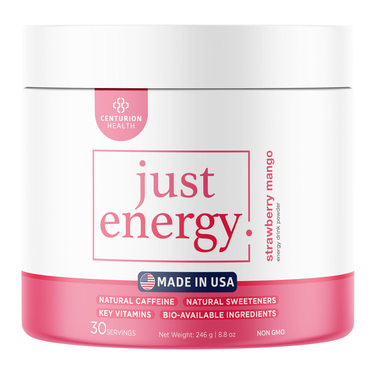 Centurion Health Just Energy bottle poured for a refreshing workout boost