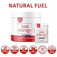 Centurion Health Just Energy scoop and glass ready for on-the-go use