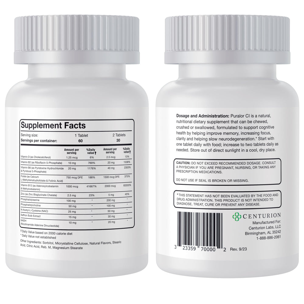 Centurion Puralor CI tablet close-up highlights tart flavor for easy intake.