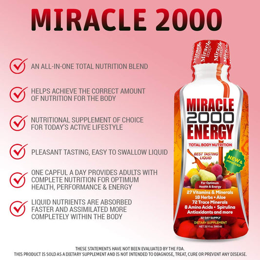  Miracle 2000 label close-up, vitamins and minerals for daily health support