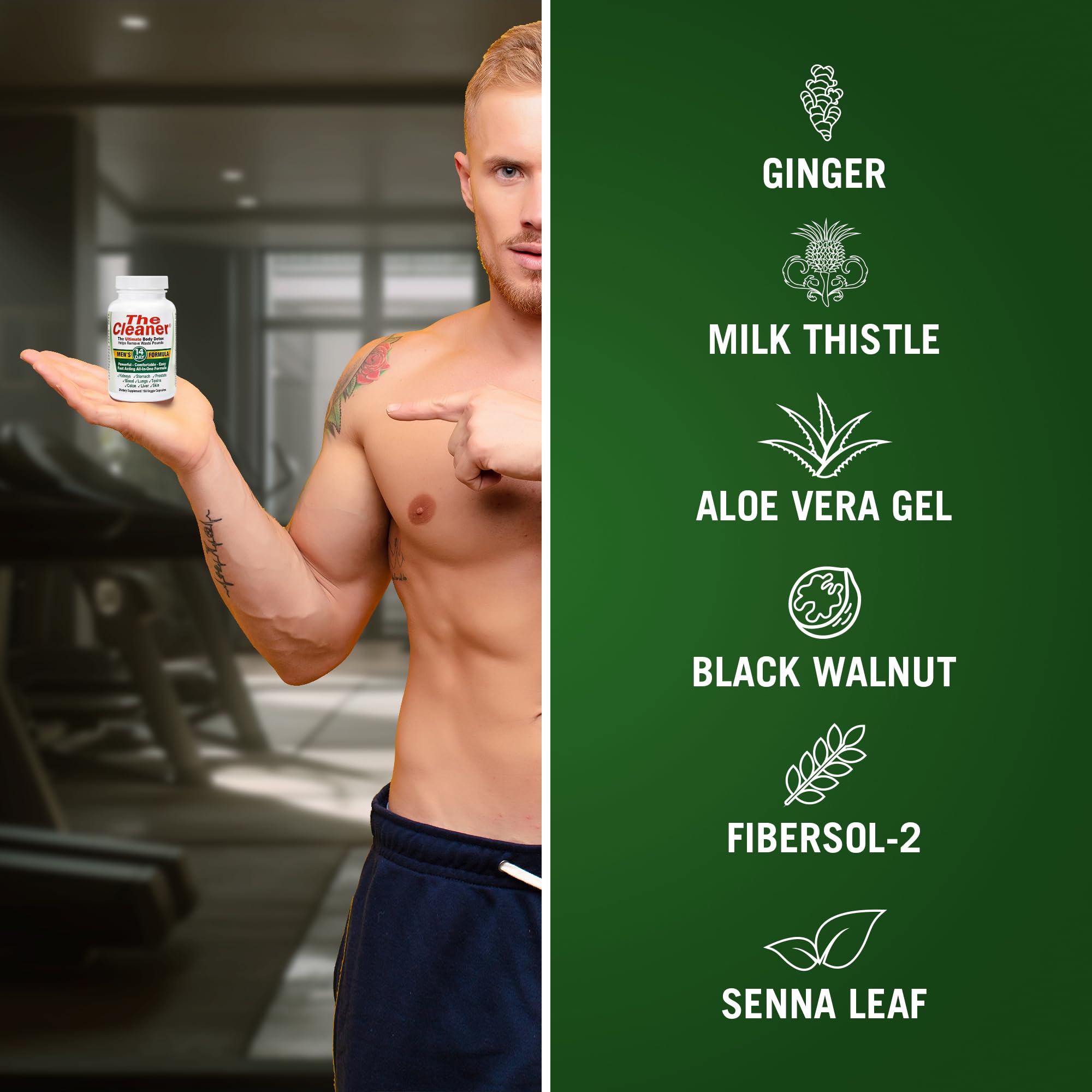Century Systems The Cleaner Detox capsules close-up highlighting vegetarian formula.