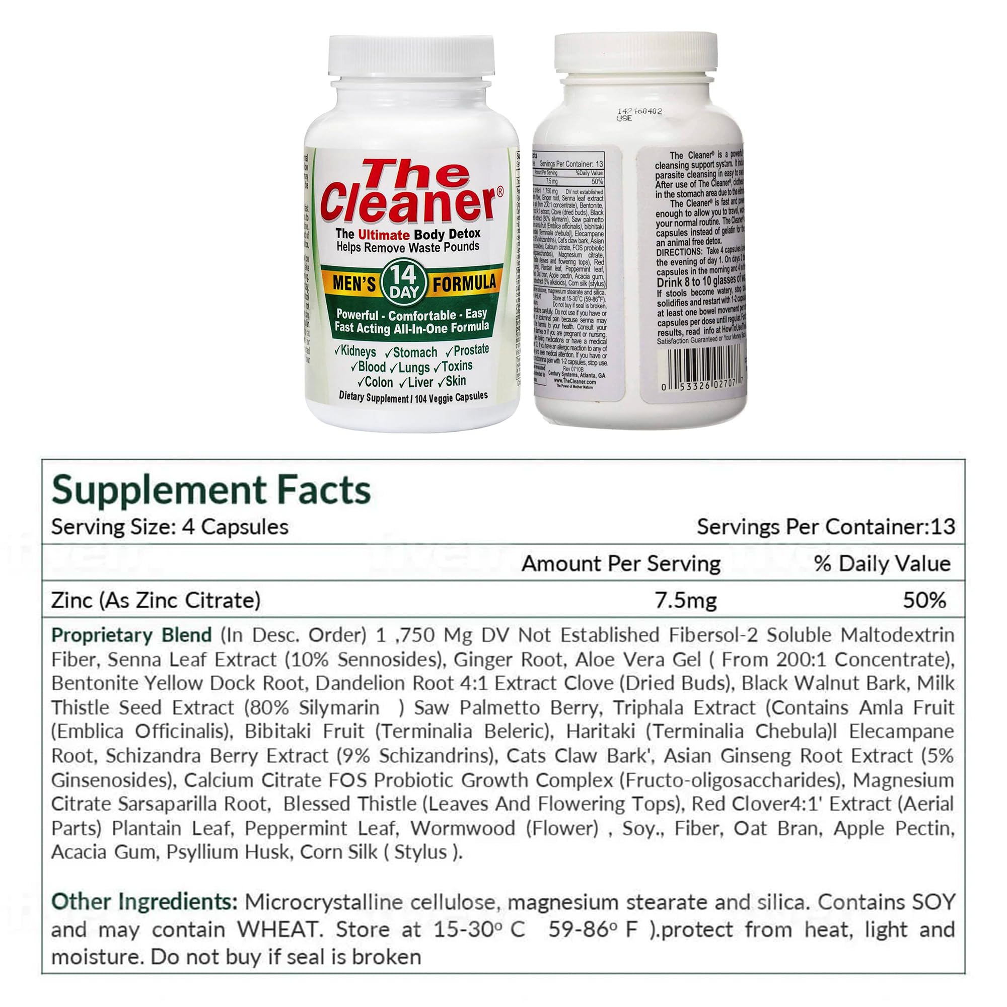 Century Systems The Cleaner Detox 14-day plan emphasized on packaging.
