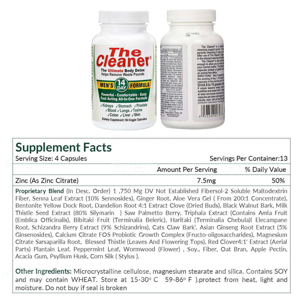 Century Systems The Cleaner Detox 14-day plan emphasized on packaging.