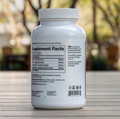 Cerule Cyactiv spirulina label closeup highlighting antioxidant-rich formula