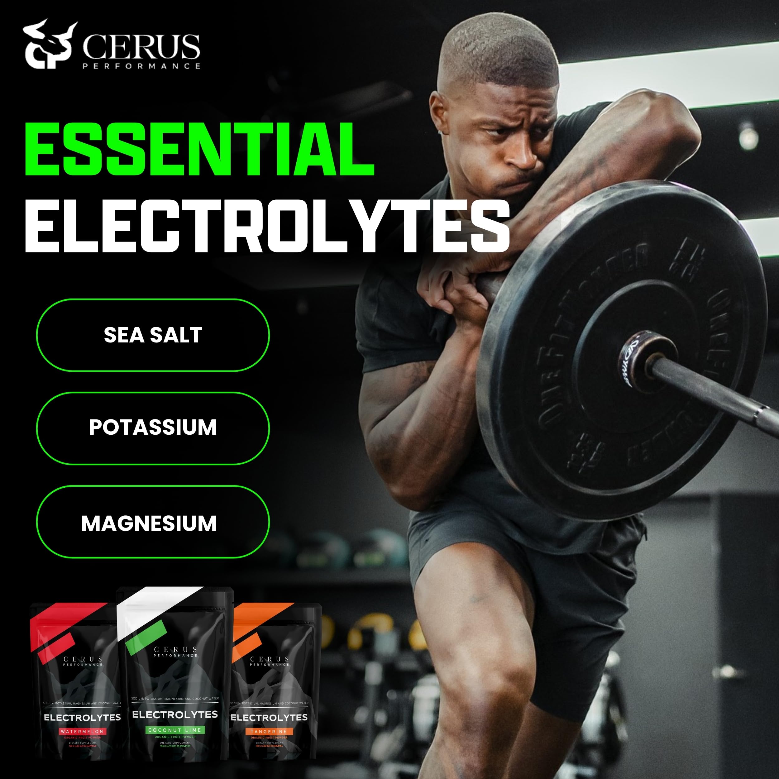 Cerus electrolyte powder coconut lime in a glass during a workout