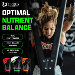 Cerus electrolyte powder coconut lime label close-up on natural ingredients