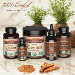 Ingredient label with organic certification details from Ceylon Cinnamon Shop