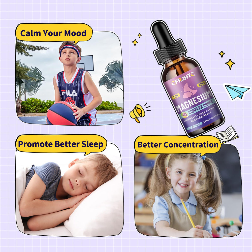 CFILIHTC Kids Magnesium Liquid drops measuring a 2 ml dose.