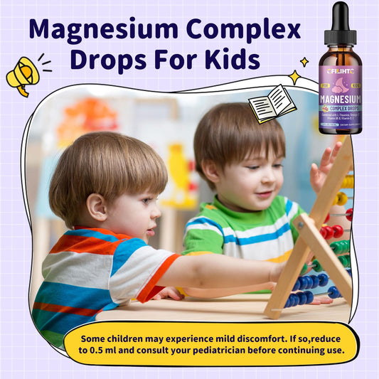 CFILIHTC Kids Magnesium Liquid Drops dropper-dispense enables easy kid dosing.