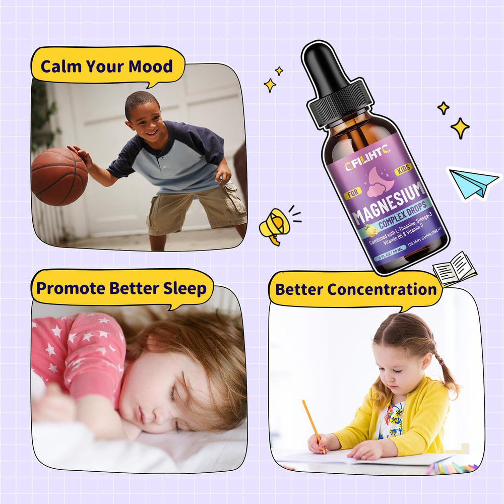 CFILIHTC Kids Magnesium Liquid Drops measuring dose highlights precise 2 ml option