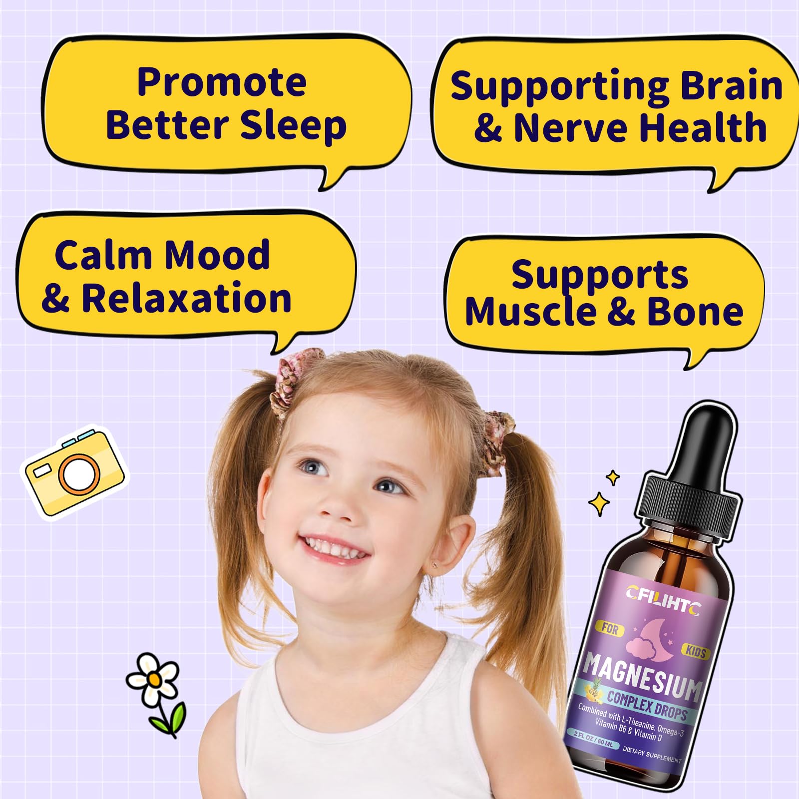 CFILIHTC Kids Magnesium Liquid Drops taste profile appeals to children during dosing