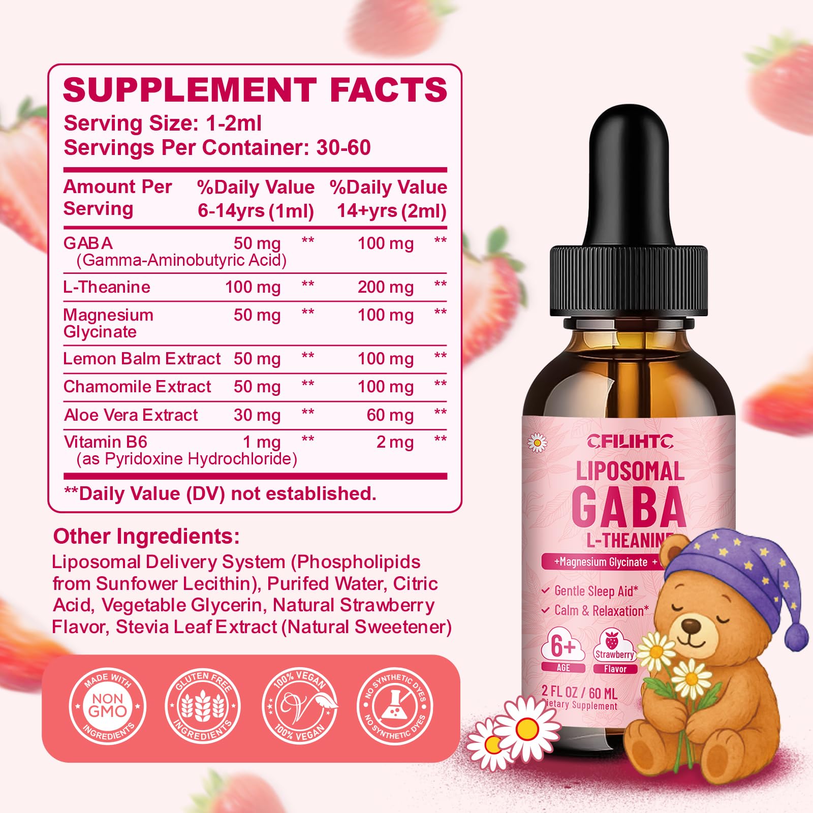 CFILIHTC packaging highlights vegan, sugar-free, gluten-free, and non-GMO features