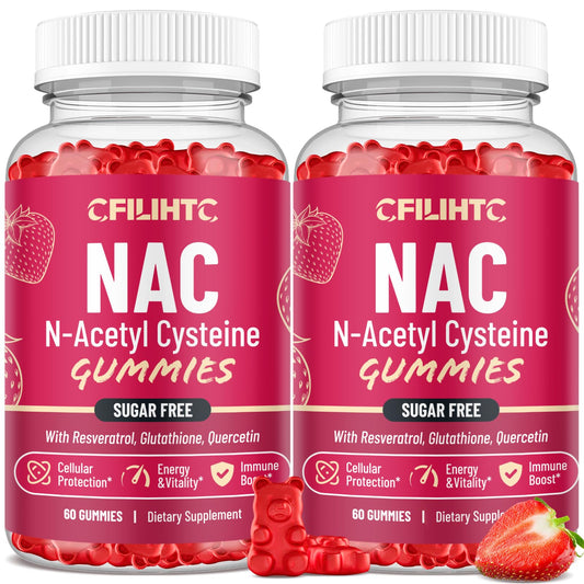 CFILIHTC NAC Gummies bottle front with strawberry flavor for daily antioxidant support.