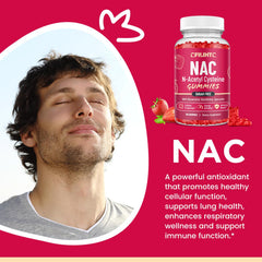 CFILIHTC NAC Gummies label close-up highlights NAC, zinc and immune support.