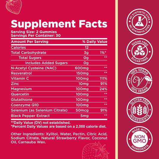 CFILIHTC NAC Gummies strawberry close-up emphasizes flavor and chewable convenience.