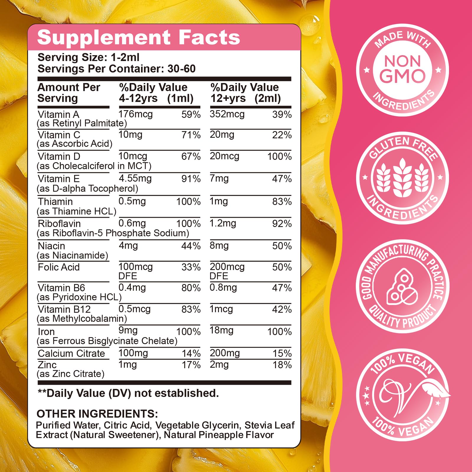 CFILIHTC pineapple flavor liquid iron drops ready to mix into drinks