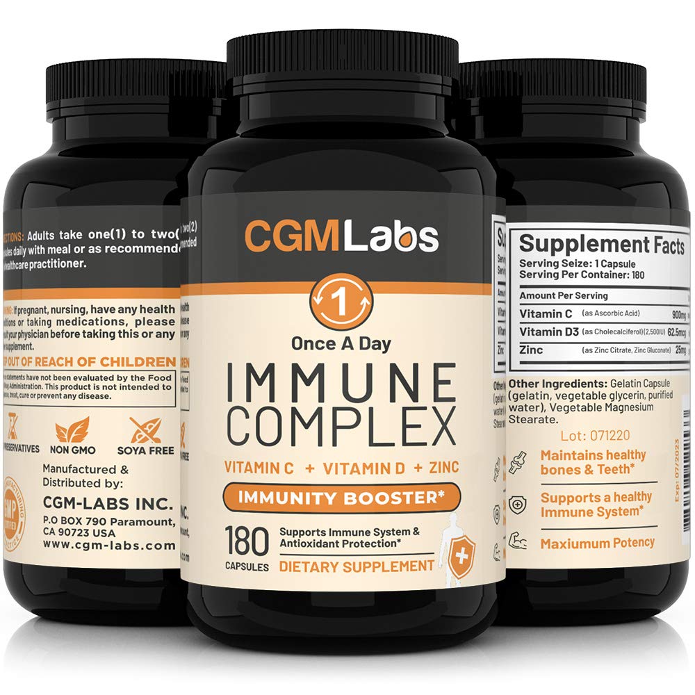 CGM Labs Immune Complex bottle on shelf suggests everyday use