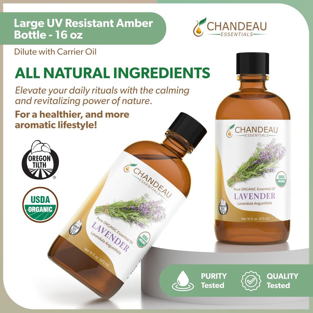 Chandeau Essentials lavender oil with cleaners for a fresh home aroma