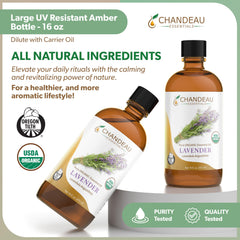 Chandeau Essentials lavender oil with cleaners for a fresh home aroma