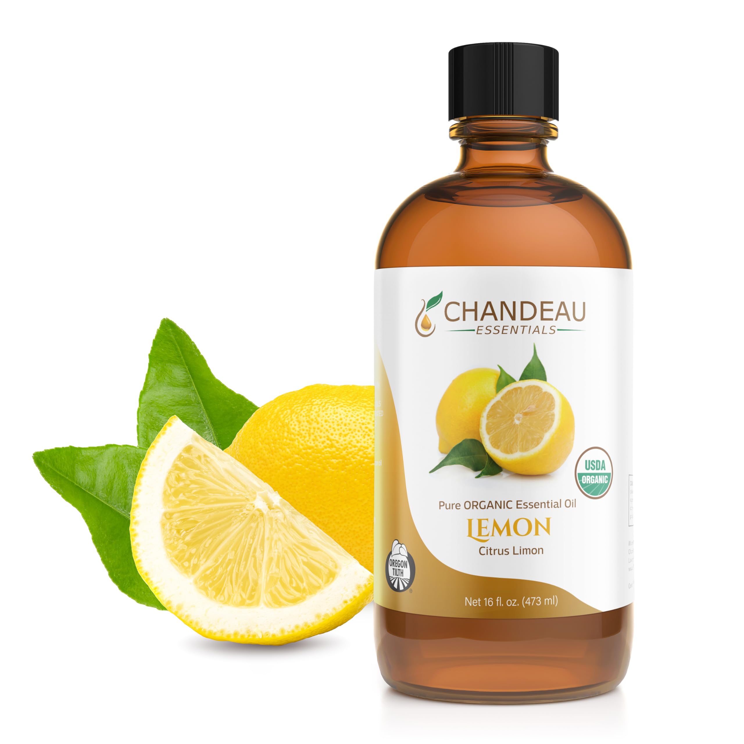 Chandeau Essentials Lemon Oil bottle with pure citrus aroma for home use