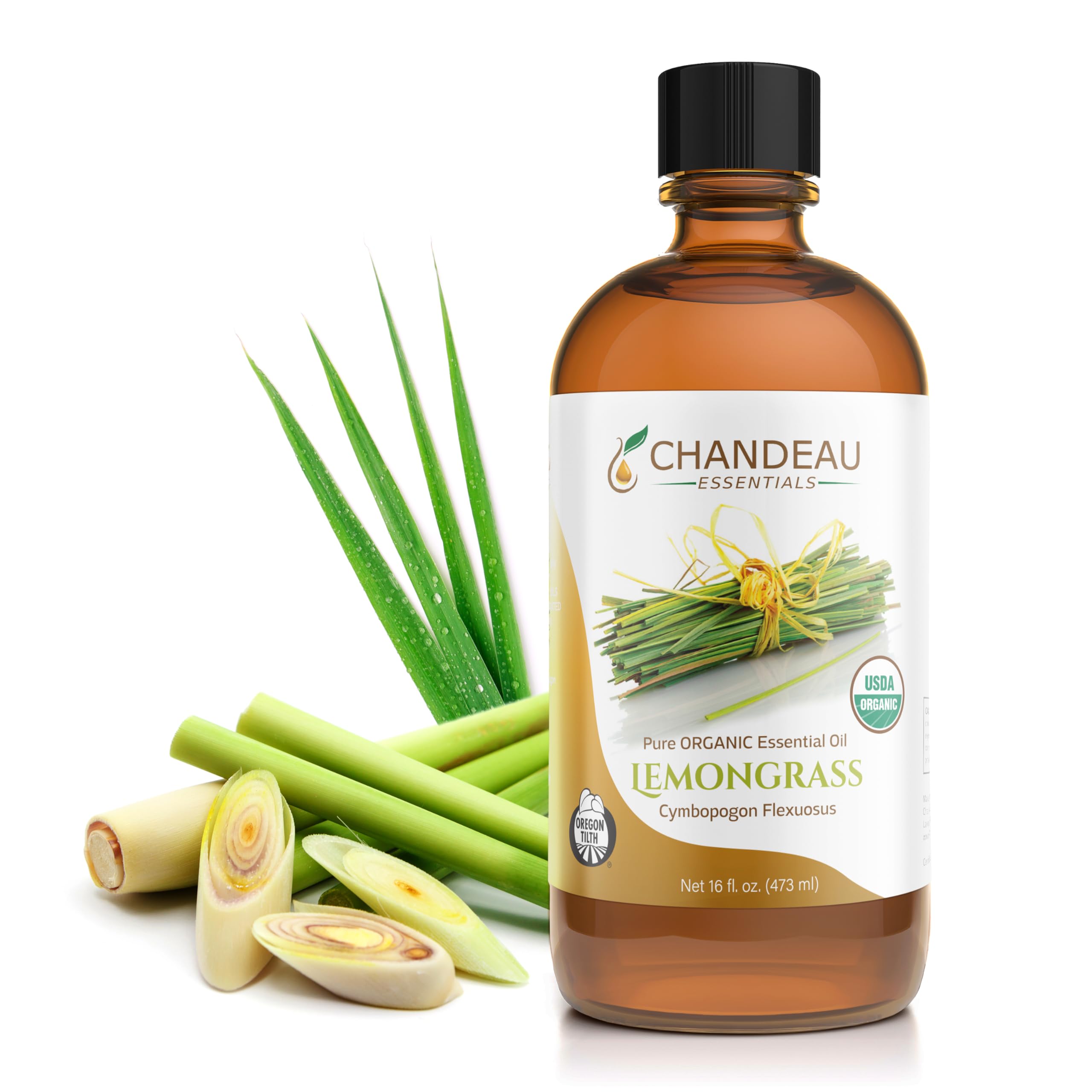 Chandeau Essentials lemongrass oil bottle 16oz viewed for clean aromatics and long use